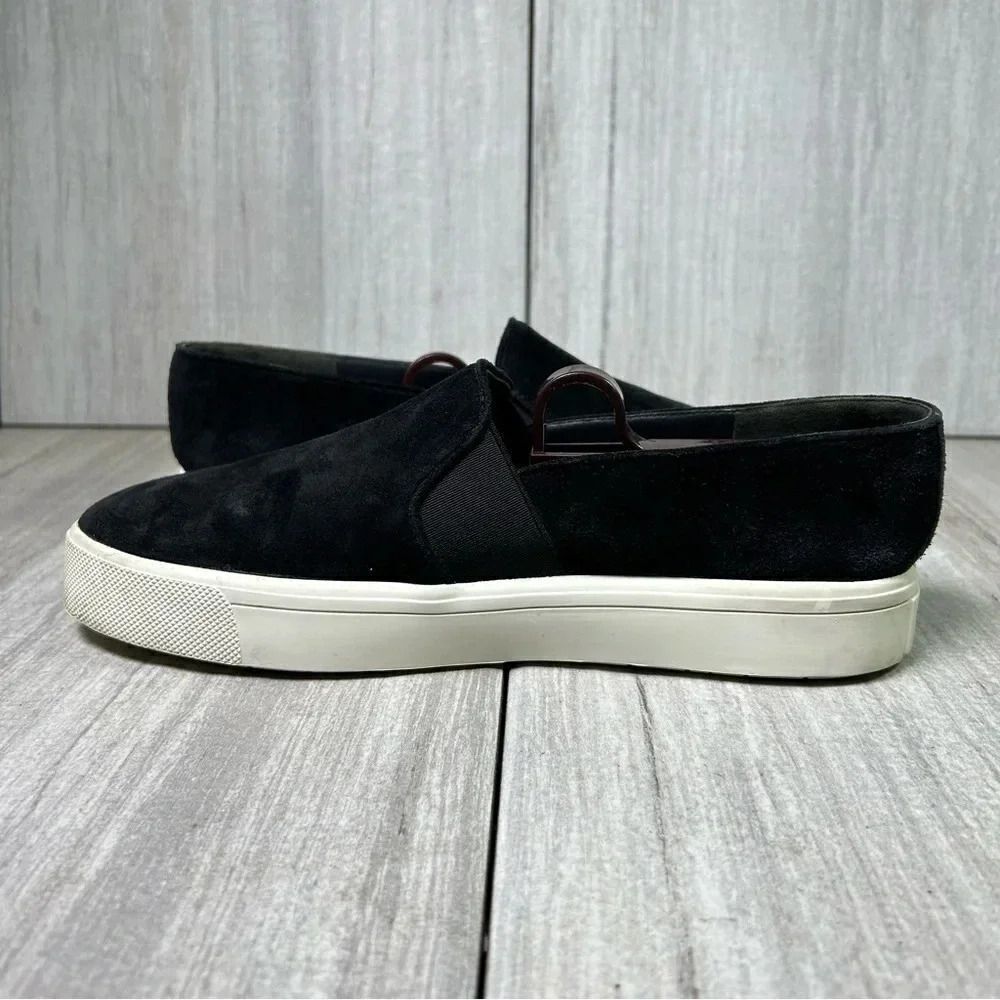Vince Blair Warren Black Slip On Suede Sneaker Casual Shoes Womens Size 7 EUR 37 - Picture 4 of 10